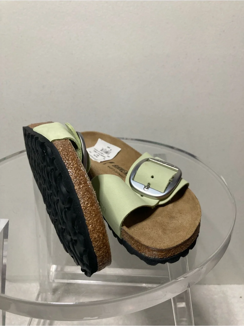 Birkenstock Kids Light Green Single Buckle Slide Sandals
